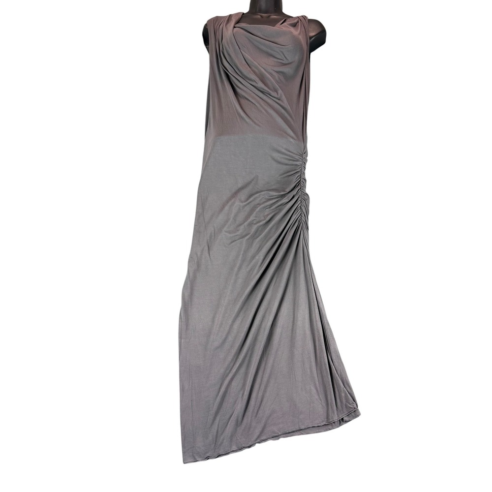 Michelle Jonas Designs Gray Cowl Neck‎ Ruched Sleeveless Micromodal Maxi Dress L